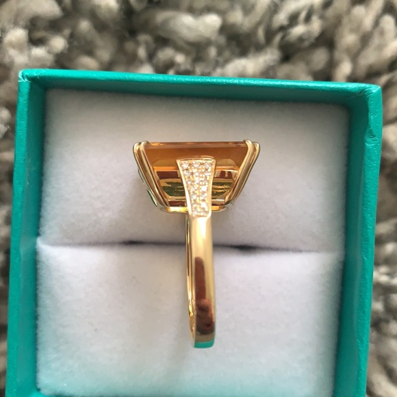 EFFY 14K yellow gold diamond, citrine ring. Size 7 - Picture 4 of 7